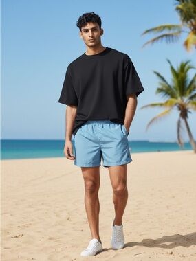 NWT Onia Light Blue Stretch Nylon 6" Swim short